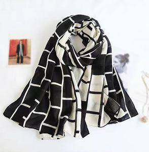 linen feeling  long classic check plaid scarf/shawl 2 (two colours)