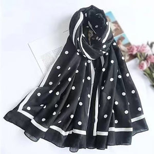 linen feeling  long classic polka dots pattern scarf/shawl 2 (two colours)