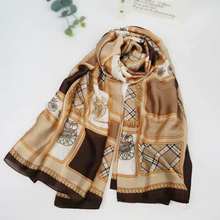 Load image into Gallery viewer, Women&#39;s satin long silk feeling plaid scarf/shawl 1 (Two colours)
