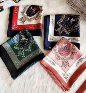 Women's satin long silk feeling flower scarf/shawl 2 (Four colours)