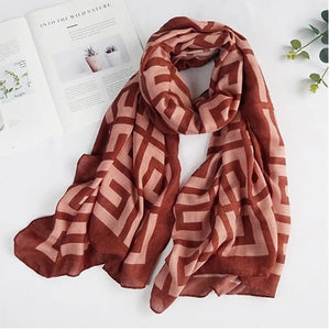 linen feeling  long classic G letter design scarf/shawl (two colours)