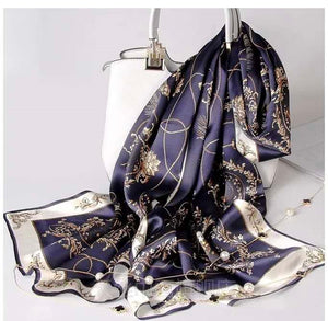 Women's satin long silk feeling flower scarf/shawl 2 (Four colours)