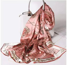 Load image into Gallery viewer, Women&#39;s satin long silk feeling flower scarf/shawl 2 (Four colours)
