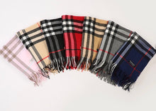 Load image into Gallery viewer, Winter Unsex check plaid wool feeling  large shawl/scarf (Seven colours)
