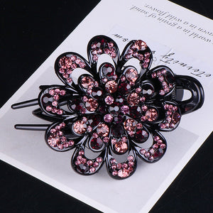 Sparkly Big Alligator Hair clips with flower rhinestones (Five colours)