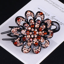 Load image into Gallery viewer, Sparkly Big Alligator Hair clips with flower rhinestones (Five colours)
