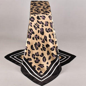 L-Animal print design satin square scarf (Four colours)