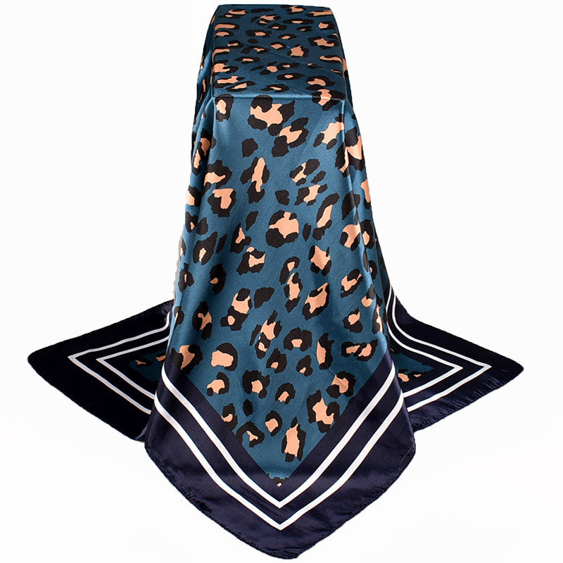 L-Animal print design satin square scarf (Four colours)