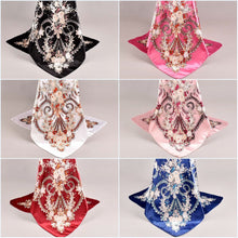 Load image into Gallery viewer, L-Flower design satin square scarf (Six colours)
