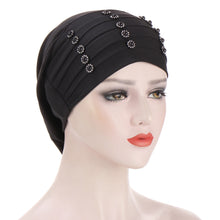 Load image into Gallery viewer, Folding pile with Small shiny buttons cap Turban/Hijab  pattern 13
