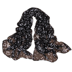 M-long  Musical sign silk feeling scarf (Four colours)