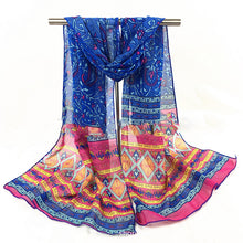 Load image into Gallery viewer, M-long multi-pattern silk feeling scarf (three colours)
