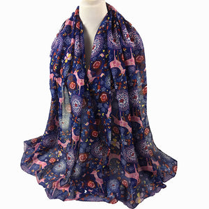 Deer patterns cotton feeling long scarf (Five colours)