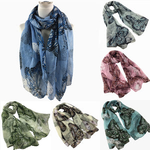 Butterfly patterns cotton feeling long scarf (Five colours)