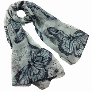 Butterfly patterns cotton feeling long scarf (Five colours)