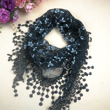 Load image into Gallery viewer, Triangle Trendy glitter Scarf/Shawl finished with lace edge (fifteen colors)
