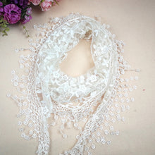 Load image into Gallery viewer, Triangle Trendy glitter Scarf/Shawl finished with lace edge (fifteen colors)
