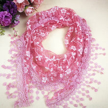 Load image into Gallery viewer, Triangle Trendy glitter Scarf/Shawl finished with lace edge (fifteen colors)
