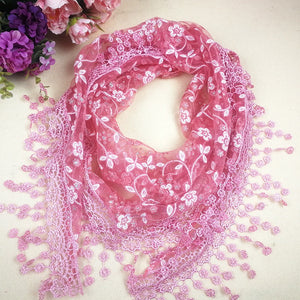 Triangle Trendy glitter Scarf/Shawl finished with lace edge (fifteen colors)