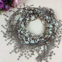 Load image into Gallery viewer, Triangle Trendy glitter Scarf/Shawl finished with lace edge (fifteen colors)
