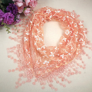 Triangle Trendy glitter Scarf/Shawl finished with lace edge (fifteen colors)