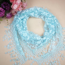 Load image into Gallery viewer, Triangle Trendy glitter Scarf/Shawl finished with lace edge (fifteen colors)
