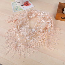 Load image into Gallery viewer, Triangle Trendy glitter Scarf/Shawl finished with lace edge (fifteen colors)
