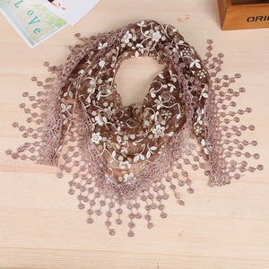 Triangle Trendy glitter Scarf/Shawl finished with lace edge (fifteen colors)