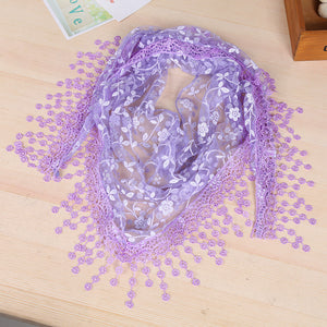 Triangle Trendy glitter Scarf/Shawl finished with lace edge (fifteen colors)