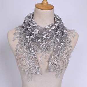 Triangle Trendy glitter Scarf/Shawl finished with lace edge (fifteen colors)