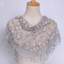 Load image into Gallery viewer, Triangle Trendy glitter Scarf/Shawl finished with lace edge (fifteen colors)
