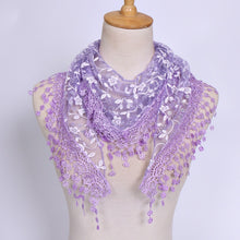 Load image into Gallery viewer, Triangle Trendy glitter Scarf/Shawl finished with lace edge (fifteen colors)
