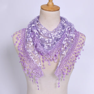 Triangle Trendy glitter Scarf/Shawl finished with lace edge (fifteen colors)