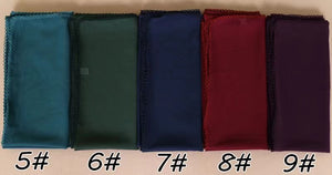 XL-Chiffon plain square scarf with embroidered border(115x115cm)