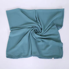 Load image into Gallery viewer, XL-Chiffon plain square scarf with embroidered border(115x115cm)
