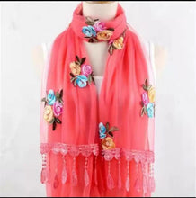 Load image into Gallery viewer, Long lace trendy embroidered  Scarf/Shawl  (Eleven colors)
