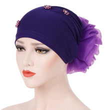 Load image into Gallery viewer, Turban/Hijab small sparkly with large flower pattern 6-3 (Six colors)
