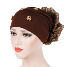 Load image into Gallery viewer, Turban/Hijab small sparkly with large flower pattern 6-3 (Six colors)
