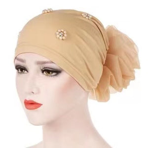 Turban/Hijab small sparkly with large flower pattern 6-3 (Six colors)