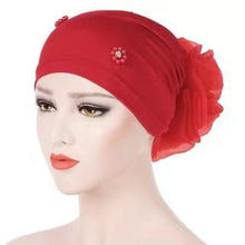 Load image into Gallery viewer, Turban/Hijab small sparkly with large flower pattern 6-3 (Six colors)
