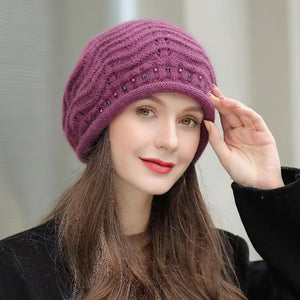 Knit crochet baggy beanie Winter Hat with sparkle beads 2(Seven colors)