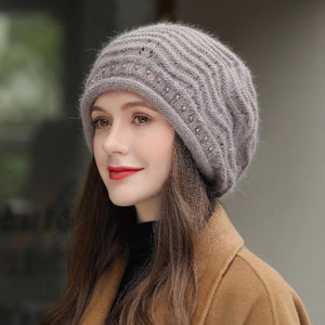 Knit crochet baggy beanie Winter Hat with sparkle beads 2(Seven colors)