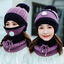 Load image into Gallery viewer, 3-Pieces Winter warm beanies knitted hat with mask and neck scarf set (Eight  coolers)
