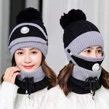 Load image into Gallery viewer, 3-Pieces Winter warm beanies knitted hat with mask and neck scarf set (Eight  coolers)
