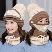 Load image into Gallery viewer, 3-Pieces Winter warm beanies knitted hat with mask and neck scarf set (Eight  coolers)
