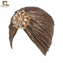 Load image into Gallery viewer, Plain shinny fashion turban with brooch (Five colors)
