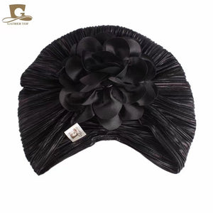 Shiny Turban/Hijab with flower(Two colors)