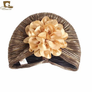 Shiny Turban/Hijab with flower(Two colors)