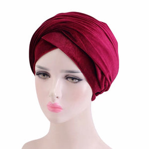 Velvet plain long tail Cap  (Ten colors)