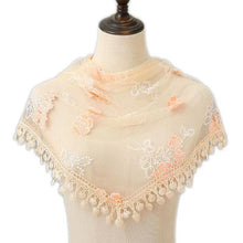 Load image into Gallery viewer, Triangle flower print lace Scarf/Shawl finished with lace edge (six colors)
